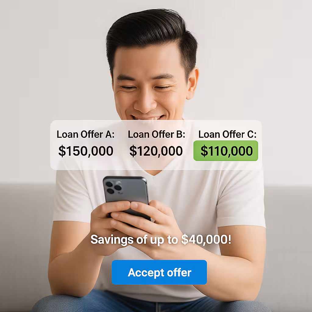 Happy borrower with multiple loan options